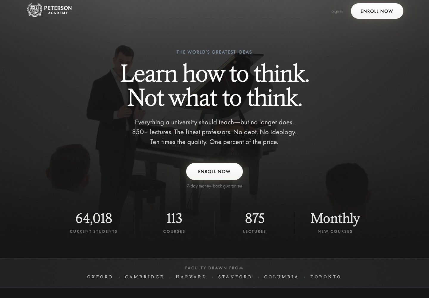 Peterson Academy’s public homepage